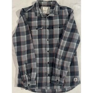 Quiksilver Button-Up Shirt Men M Grey Flannel Plaid Modern Fit